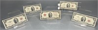 (5) U.S. One Dollar Red-Stamp: 1928 - E12374594A ,