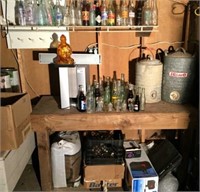 Items above & below table:Vintage water coolers