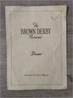 The Brown Derby Hollywood-- Vintage Rare Menu 1946