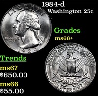 1984-d Washington Quarter 25c Grades GEM++ Unc