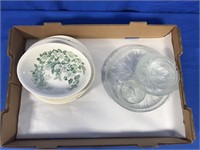 12 PC DISHWARE: CLEAR & WINDSOR WARE PLATES