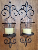 New Metal Wall Sconces w/Candles