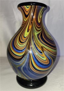 Swirled glass vase