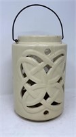 Ceramic Candle Lantern Luminaria Celtic Cream