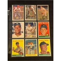 (9) 1957-1958 Topps Baseball Stars/hof