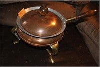 Copper and brass buffet pan with stand