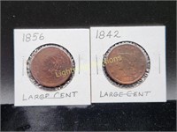 1842 AND 1856 U.S. BRAIDED HAIR LARGE CENTS