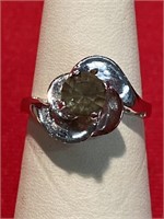 Silvertone CZ ring. Size 7 1/4. Single large
