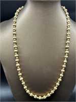 14K Gold Bead Necklace Total Wt. 7g