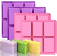 4 Pack Rectangle Silicone Molds, 6 Cavities