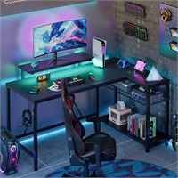 E9249  Bestier 52" Gaming Desk, LED Lights, L Shap