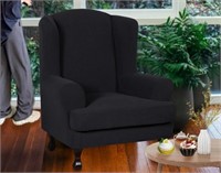 Weehomy - Stretch Wingback Chair Slipcover - Black
