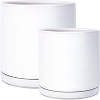 Kazeila Set of 2 Ceramic Plant Pots - White