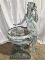 Large Bronze Vasque Fountain w Lady Shell & Frog
