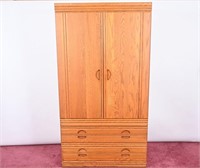 Vintage MCM Oak Wardrobe Cabinet