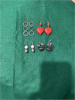 Four pair of dangle pierced