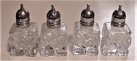 Set of 4 Individual Cut Crystal Salt Shakers