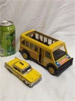 Diecast Taxi and Remco Pressed Steel Bus