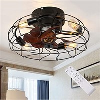 Caged Ceiling Fan With Lights Remote Control, 21"