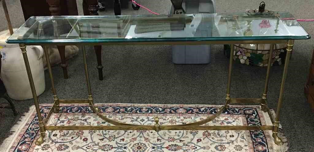 Brass And Glass Top Hall Table