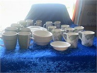 Corelle dishes & misc coffee cups