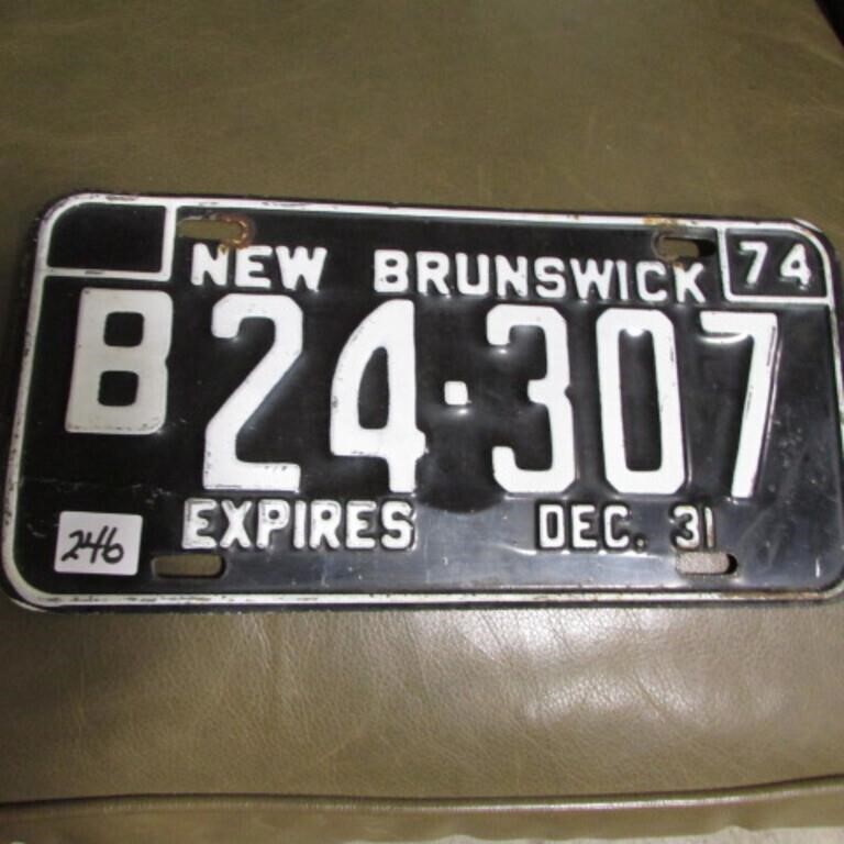 1974 NB LICENCE PLATE