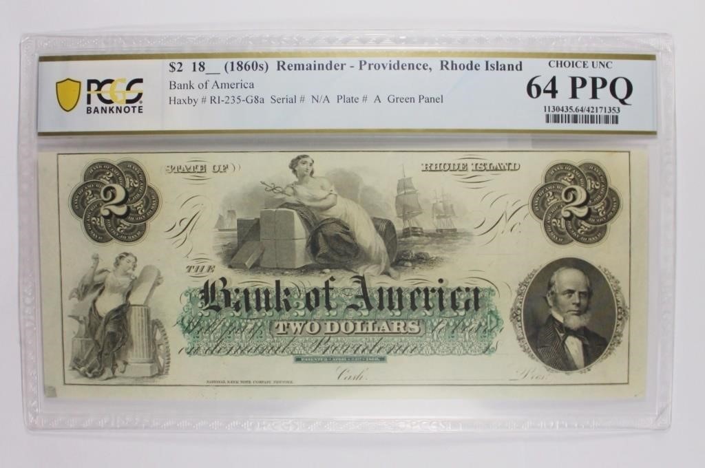 1860'S $2 BANK OF AMERICA NOTE
