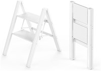 2 Step Ladder with Anti-Slip Pedal - White  300lbs