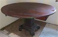 Antique 1840s round dropleaf table with two