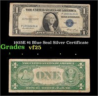 1935E $1 Blue Seal Silver Certificate Grades vf+