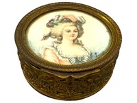 Victorian Signed Miniature Painting Bronze Box