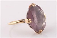 14k Yellow Gold and Oval Amethyst Ring