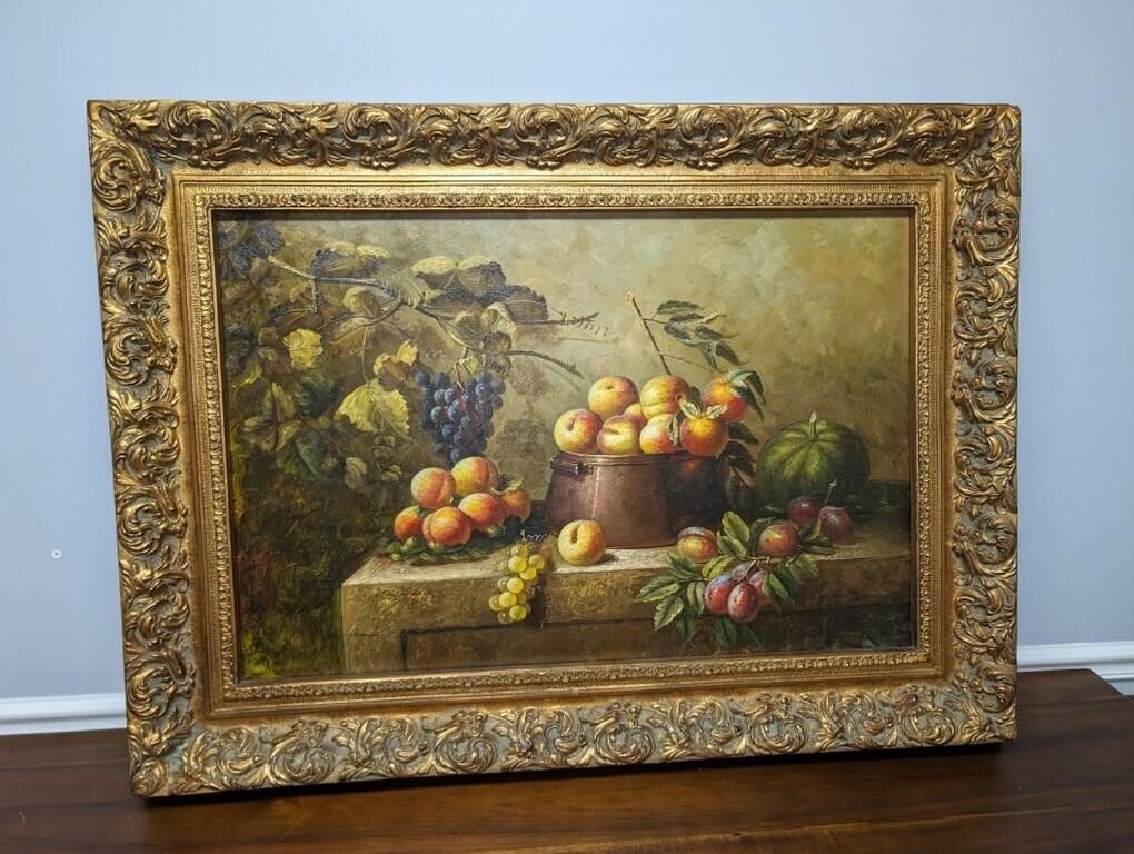 Large O/C Still Life Fruit on Table SLL