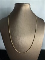 10k Gold 1.5mm Rope Chain Necklace 20in 3 Grams