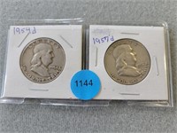 Franklin halves; 1954d, 1957d.  Buyer must confirm