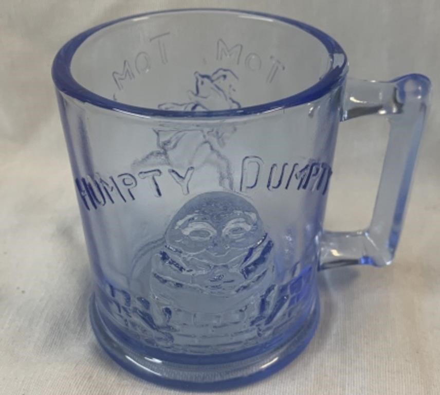 VTG Blue Glass Mug Humpty Dumpty Tom Piper Son