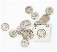 Coin 20 Assorted Mercury Dimes - GEM BU - Silver