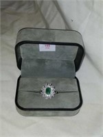 Stunning Emerald Sterling Silver Women's Ring