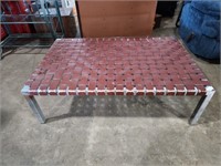 Leather sling coffee table woven leather 48x15x30