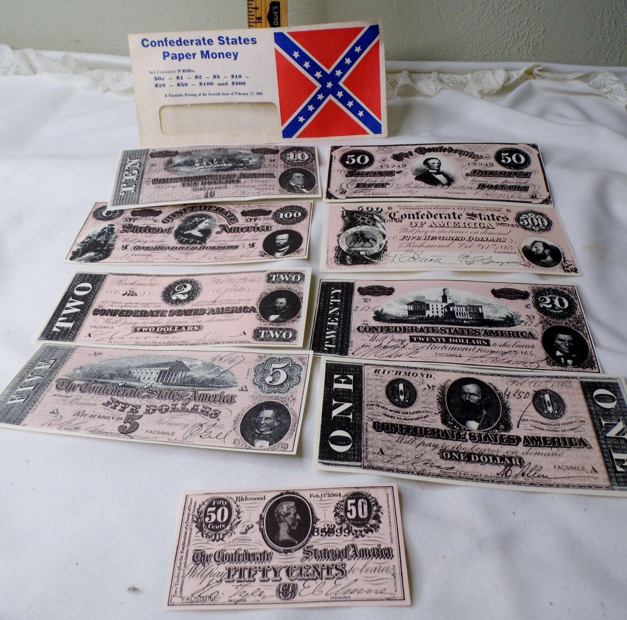 Confederate States Paper Money Facsimile Set