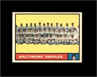 1961 Topps #159 Baltimore Orioles TC EX to EX-MT+