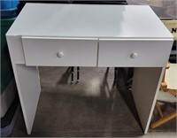 WHITE PRESSED WOOD TABLE W/ DRAWER & IRONING BOARD