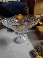 NICE HEAVY GLASS BOWL ON STAND