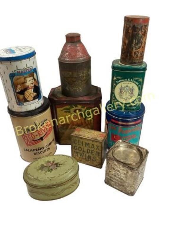 Ten Assorted Advertising Tins