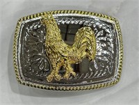 Silver Gold Framed Rooster Belt Buckle
