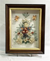 1800's Victorian Floral Mourning Wreath Shadowbox