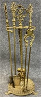 Ornate Brass Fireplace Tool Set