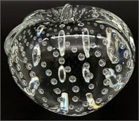 Controlled Bubble Art Glass Apple Paperweight