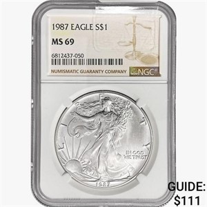 1987 Silver Eagle NGC MS69