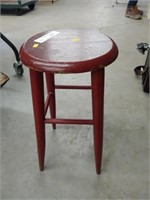 Small Wooden Red-Painted Stool